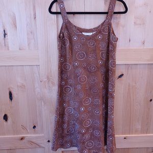 Cotton Strappy Sun Dress Mandala Circle Style Brown and Cream Batik Design